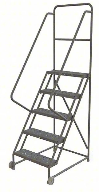 Tri-Arc Tilt & Roll Knocked-Down 5-Step Rolling Ladder, 31" base, 24" wide steps, 450 lb capacity