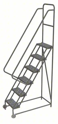 Tri-Arc Tilt & Roll Knocked-Down 6-Step Rolling Ladder, 27" base, 16" wide steps, 450 lb capacity