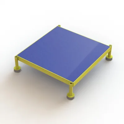 Tri-Arc 1-Step Rolling Ladder, 24" base, 24" wide platform, 800 lb capacity, yellow