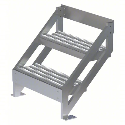 Tri-Arc 2-Step Aluminum Rolling Ladder, 27" top step, 500 lb capacity, serrated tread