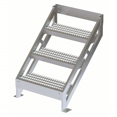 Tri-Arc 3-Step Aluminum Rolling Ladder, 36" top step, 500 lb capacity, serrated tread