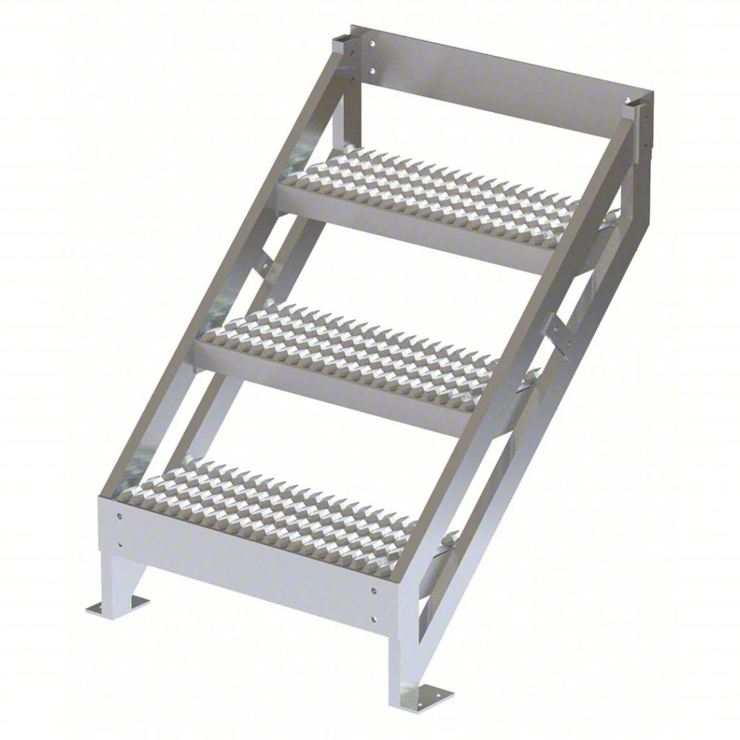 Tri-Arc 3-Step Aluminum Rolling Ladder, 36" top step, 500 lb capacity, serrated tread