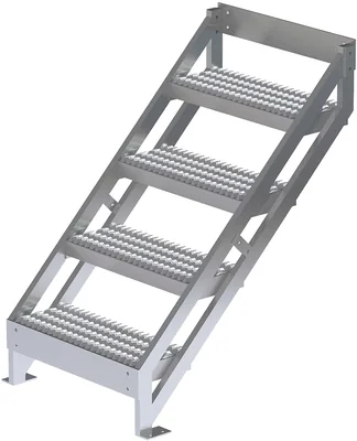 Tri-Arc 4-Step Aluminum Rolling Ladder, 45" top step, 500 lb capacity, serrated tread