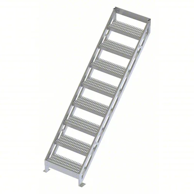 Tri-Arc 8-Step Aluminum Rolling Ladder, 81" top step, 500 lb capacity, serrated tread