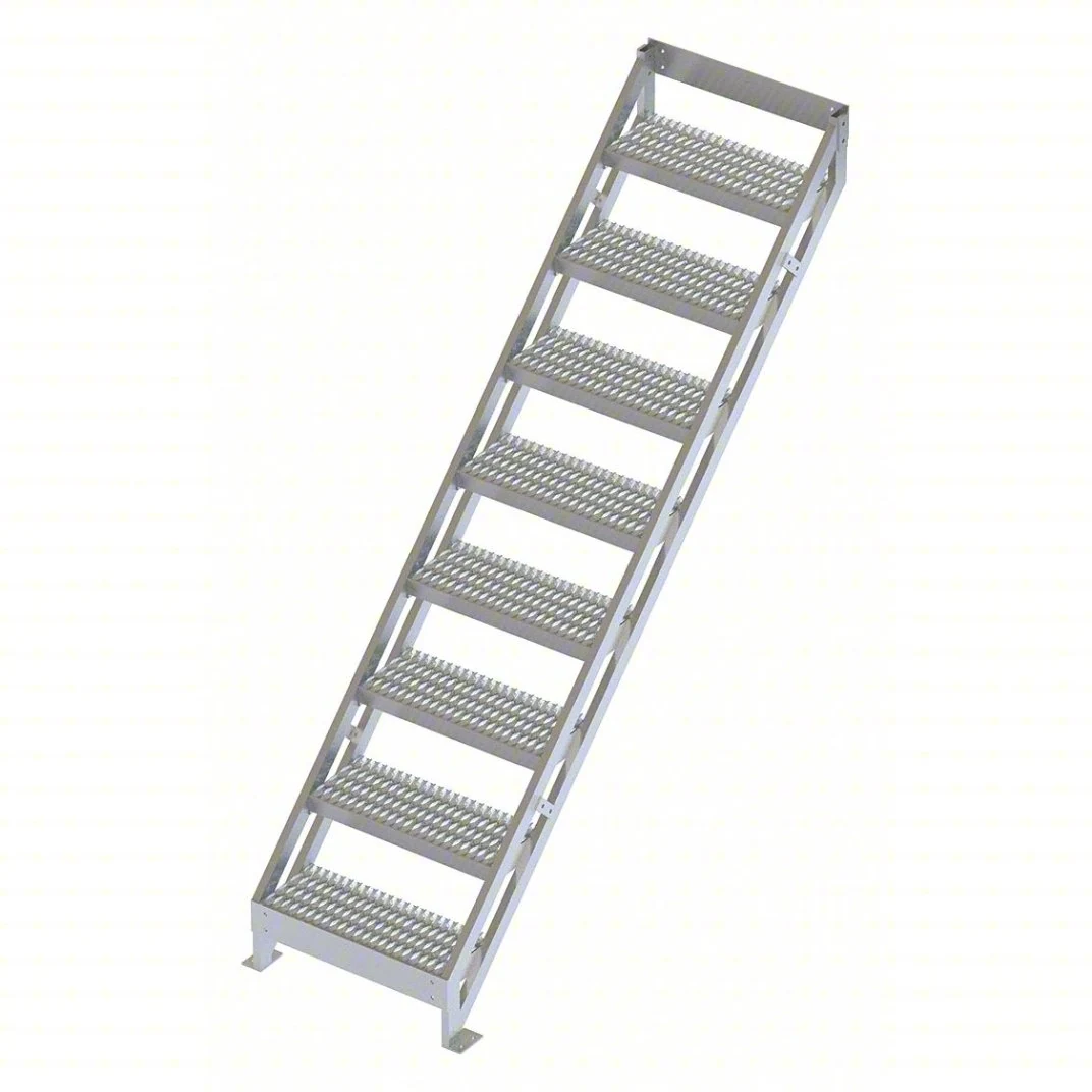 Tri-Arc 8-Step Aluminum Rolling Ladder, 81" top step, 500 lb capacity, serrated tread