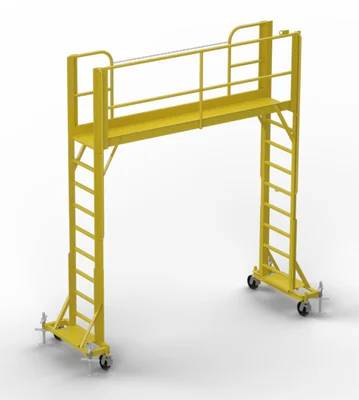 Tri-Arc 7-Step Work Platform, 50" base, 120.5" long platform, 450 lb capacity, serrated tread