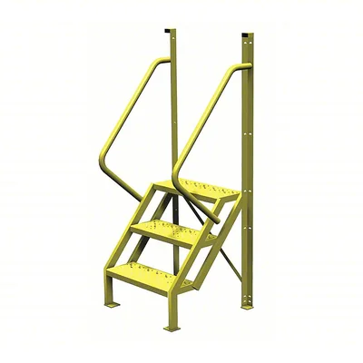 Tri-Arc 50° Stairway Slope Industrial Crossover, 3-step ladder, 24" wide, 1,000 lb capacity, perforated tread