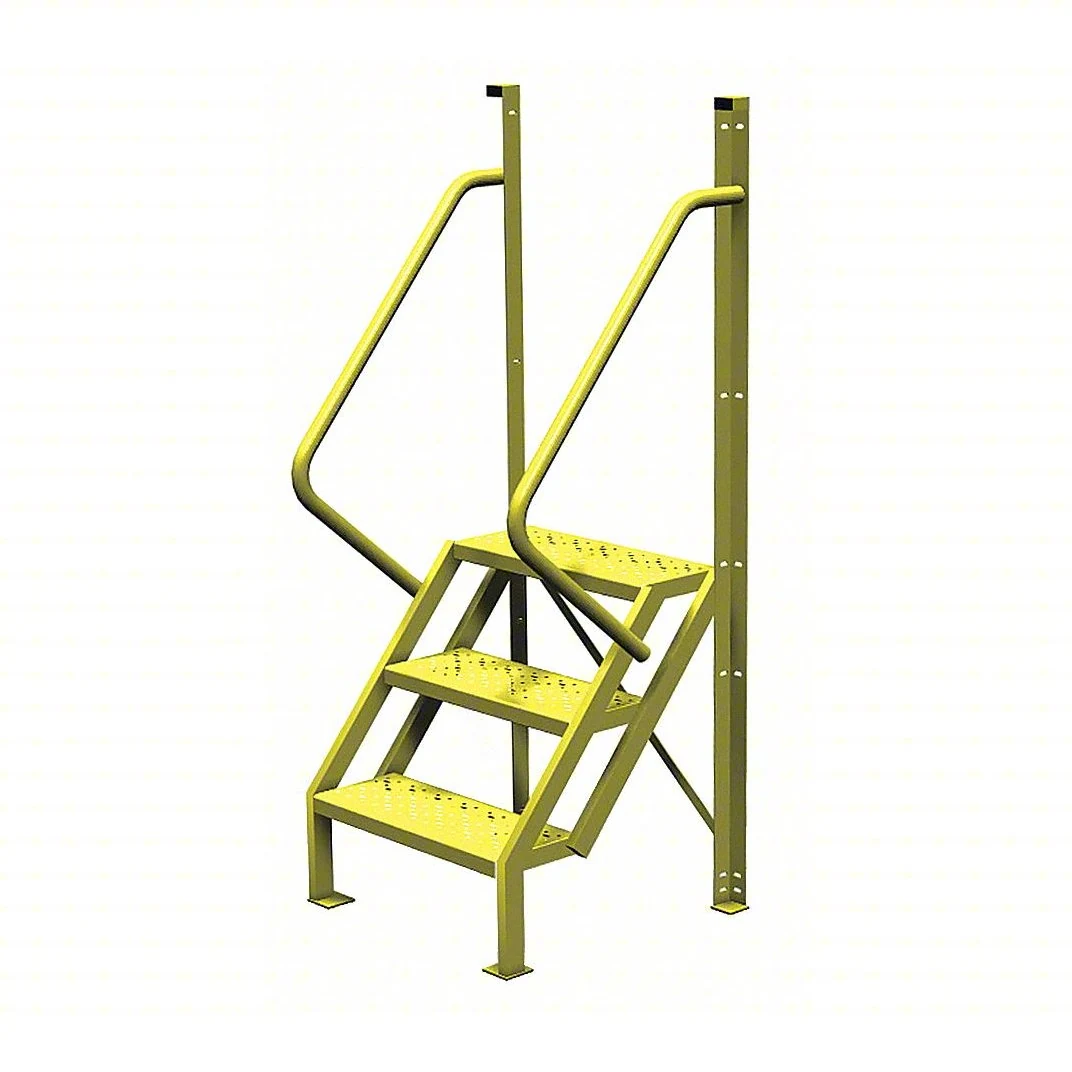 Tri-Arc 50° Stairway Slope Industrial Crossover, 3-step ladder, 24" wide, 1,000 lb capacity, perforated tread