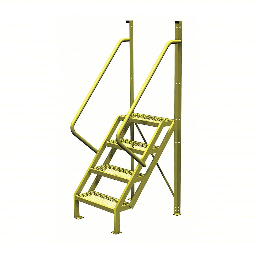 Tri-Arc 50° Stairway Slope Industrial Crossover, 4-step ladder, 24" wide, 1,000 lb capacity, serrated tread
