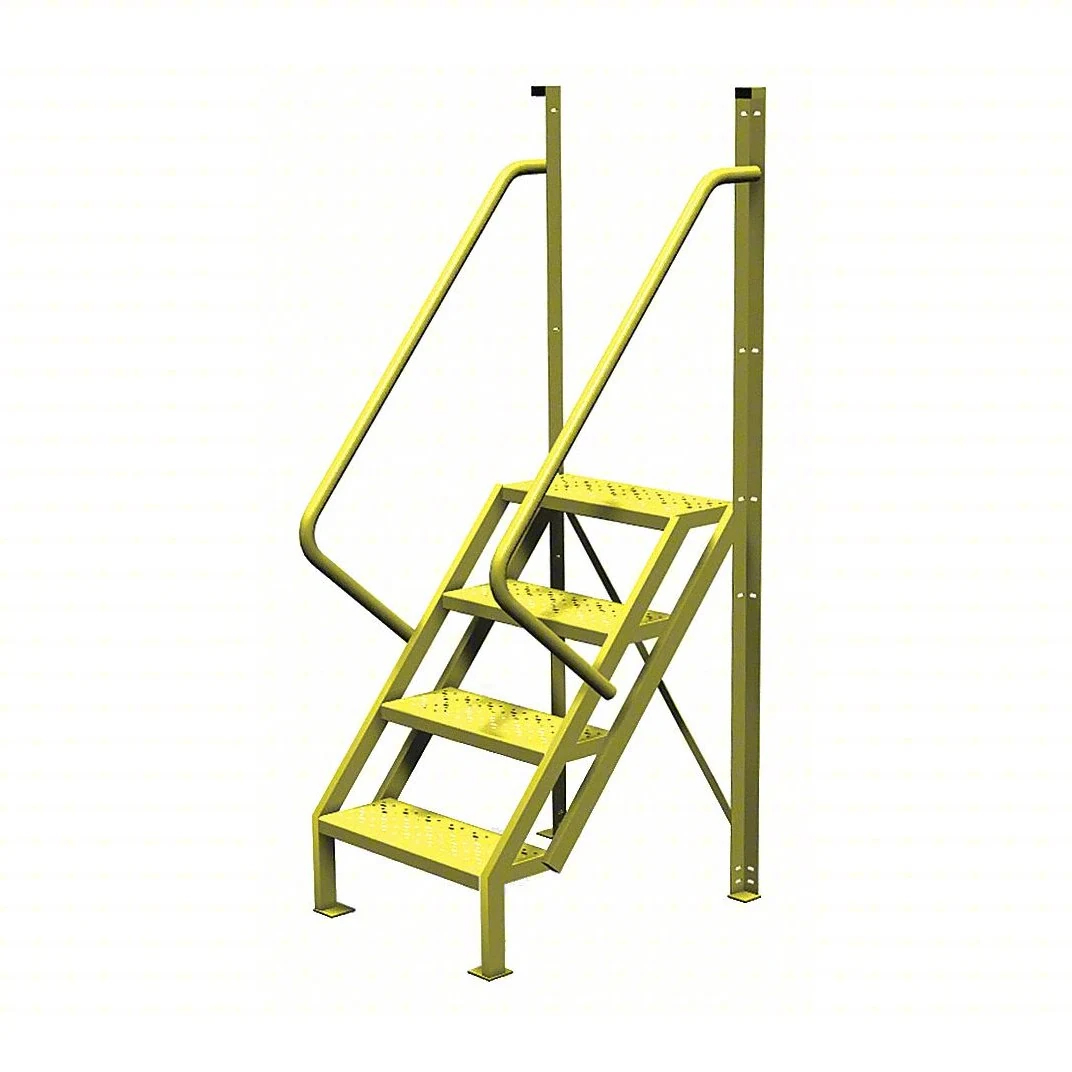 Tri-Arc 50° Stairway Slope Industrial Crossover, 4-step ladder, 24" wide, 1,000 lb capacity, perforated tread