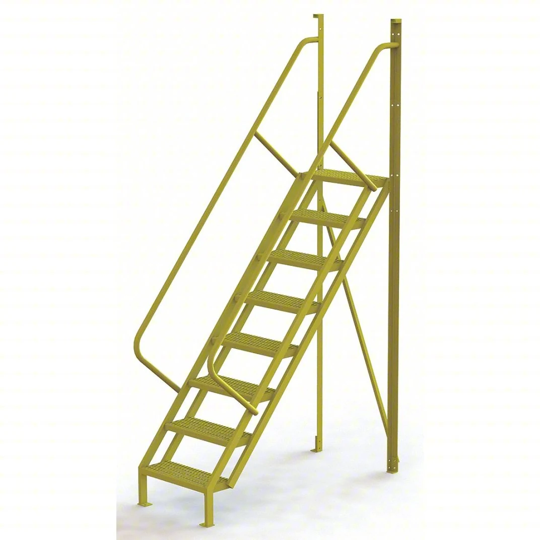 Tri-Arc 50° Stairway Slope Industrial Crossover, 8-step ladder, 24" wide, 1,000 lb capacity, serrated tread