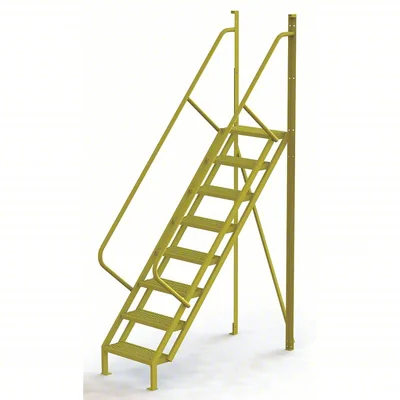Tri-Arc 50° Stairway Slope Industrial Crossover, 8-step ladder, 24" wide, 1,000 lb capacity, perforated tread