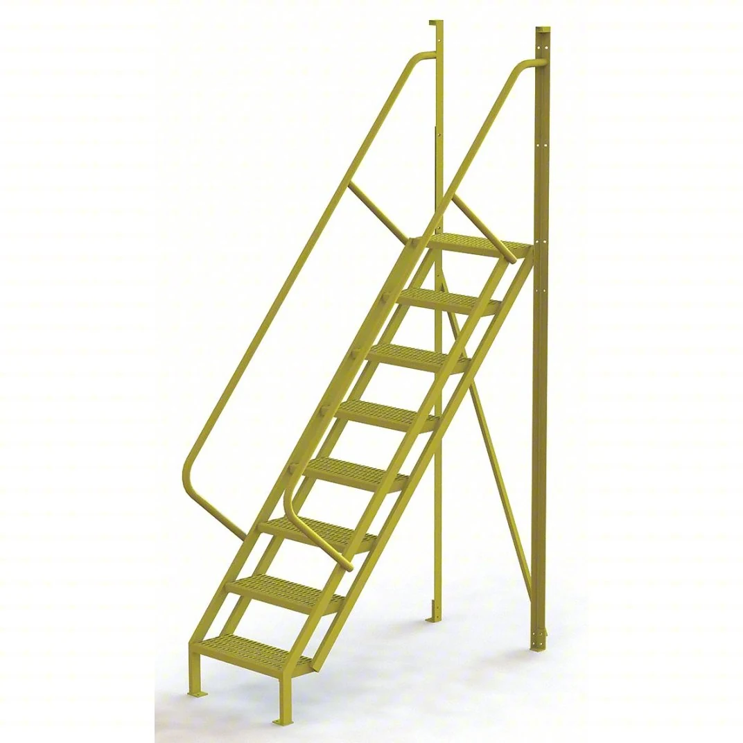 Tri-Arc 50° Stairway Slope Industrial Crossover, 8-step ladder, 24" wide, 1,000 lb capacity, perforated tread
