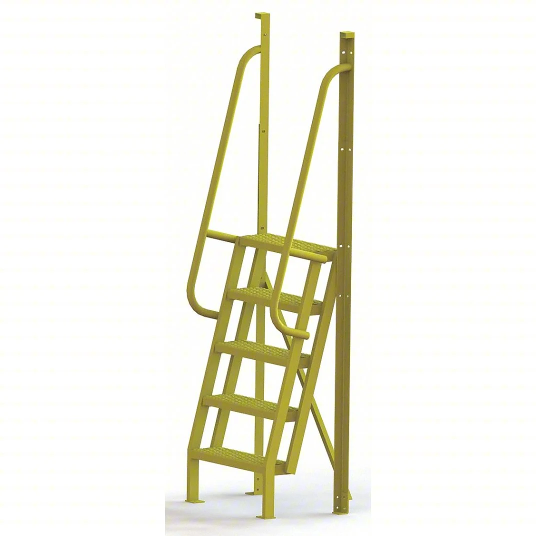 Tri-Arc Industrial Crossover, 75° incline, 5-step ladder, 24" wide, 1,000 lb capacity, serrated tread