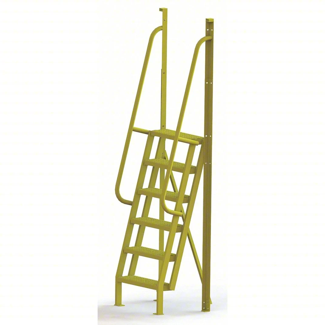 Tri-Arc Industrial Crossover, 75° incline, 6-step ladder, 24" wide, 1,000 lb capacity, serrated tread