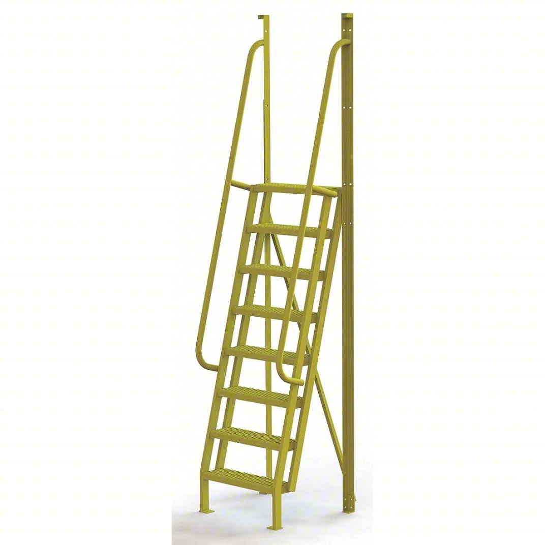 Tri-Arc Industrial Crossover, 75° incline, 8-step ladder, 24" wide, 1,000 lb capacity, serrated tread
