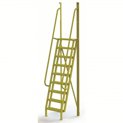 Tri-Arc Industrial Crossover, 75° incline, 9-step ladder, 24" wide, 1,000 lb capacity, perforated tread