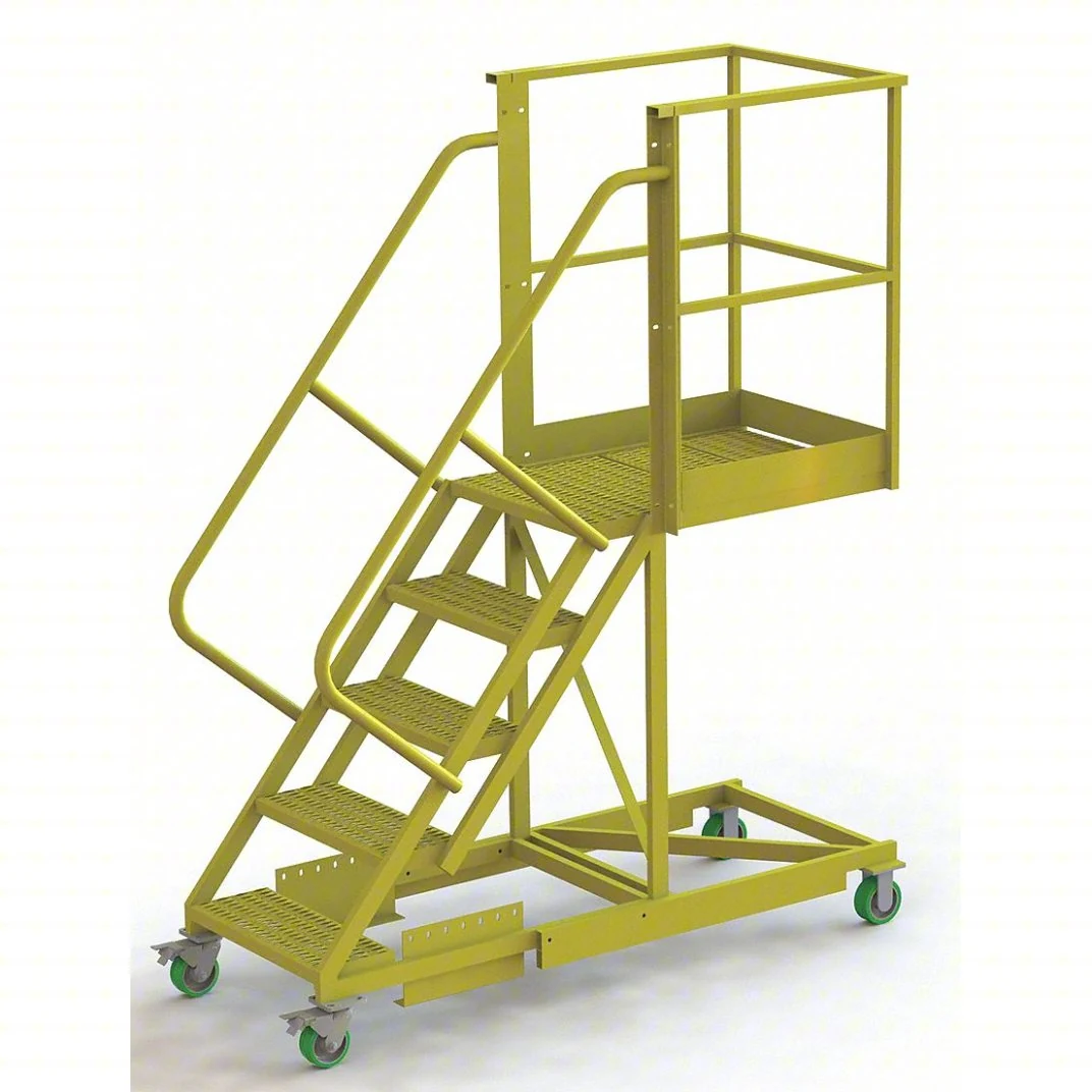 Tri-Arc Cantilever 5-Step Work Platform, 41" base, 30" overhang, 53" wide steps, 300 lb capacity