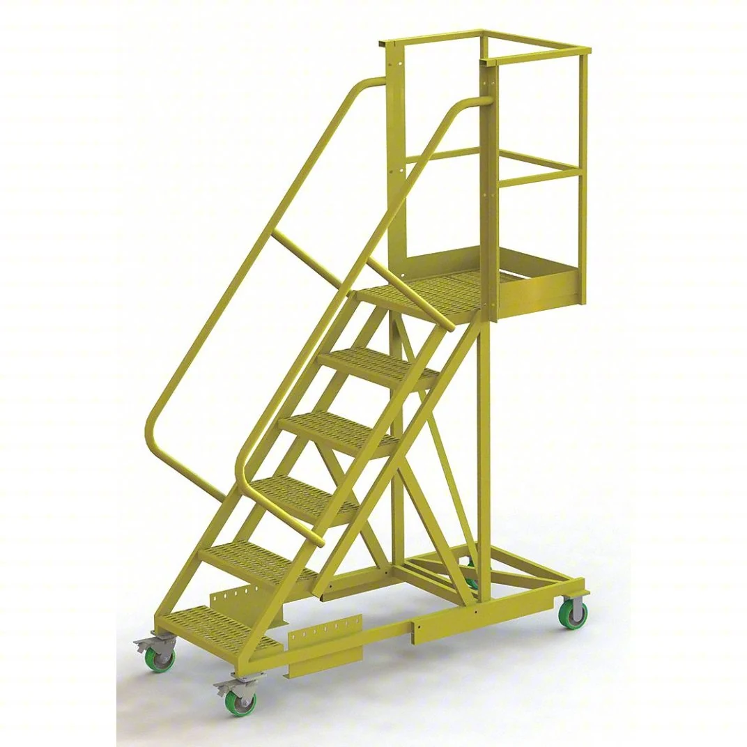 Tri-Arc Cantilever 6-Step Work Platform, 41" base, 20" overhang, 62" wide steps, 300 lb capacity