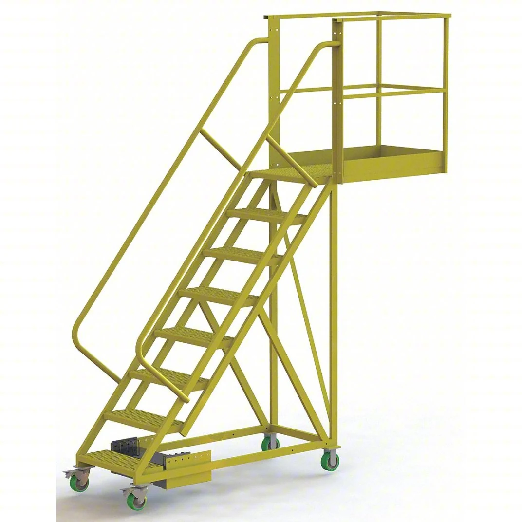 Tri-Arc Cantilever 8-Step Work Platform, 30" base, 40" overhang, 84" wide steps, 300 lb capacity
