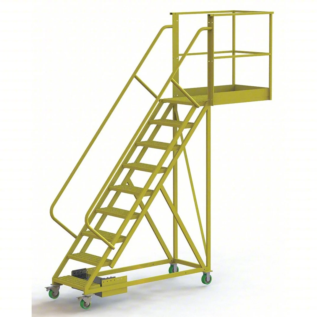 Tri-Arc Cantilever 9-Step Work Platform, 30" base, 40" overhang, 94" wide steps, 300 lb capacity