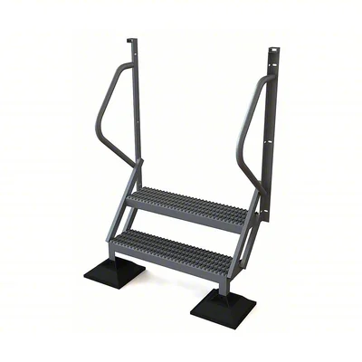 Tri-Arc 50° Stairway Slope 2-Step Aluminum Rolling Ladder, 20" top step, 500 lb capacity, serrated tread