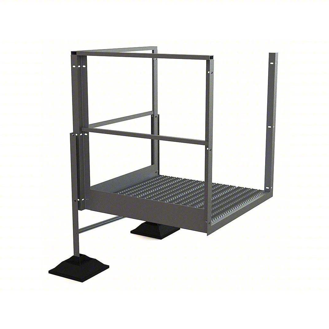Tri-Arc URTTP20 Tri-Arc Turn Platform: 17 1/2 in Vertical Clearance, 62 in Overall Height, Serrated, 40 in Platform Lg