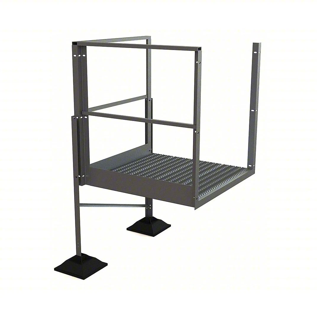Tri-Arc URTTP30 Tri-Arc Turn Platform: 27 1/2 in Vertical Clearance, 72 in Overall Height, Serrated, 40 in Platform Lg