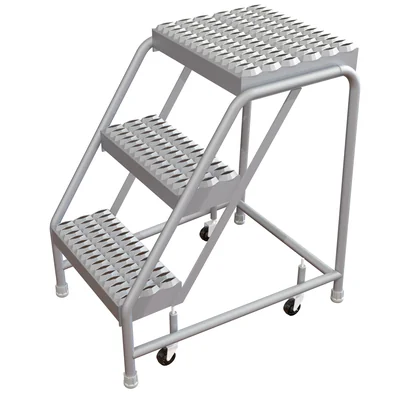 Tri-Arc Welded 3-Step Aluminum Step Stool, 21" base, 16" wide steps, 350 lb capacity