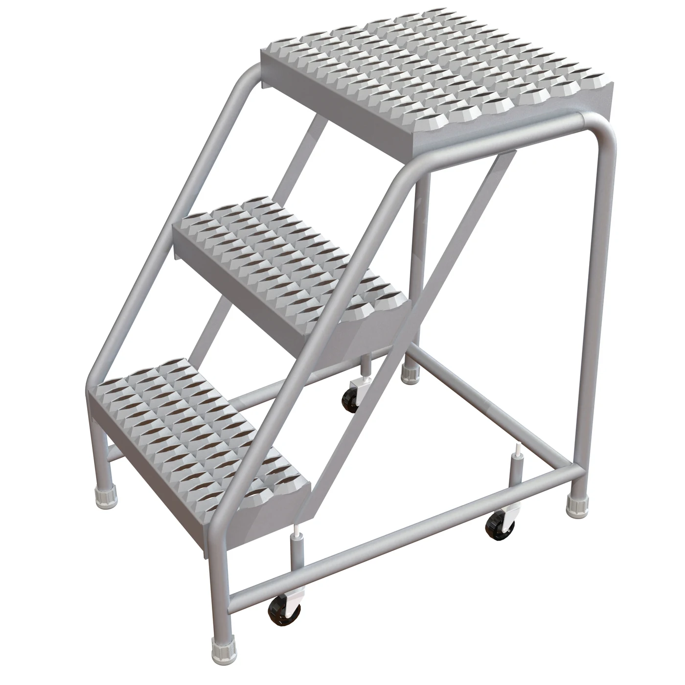 Tri-Arc Welded 3-Step Aluminum Step Stool, 21" base, 16" wide steps, 350 lb capacity