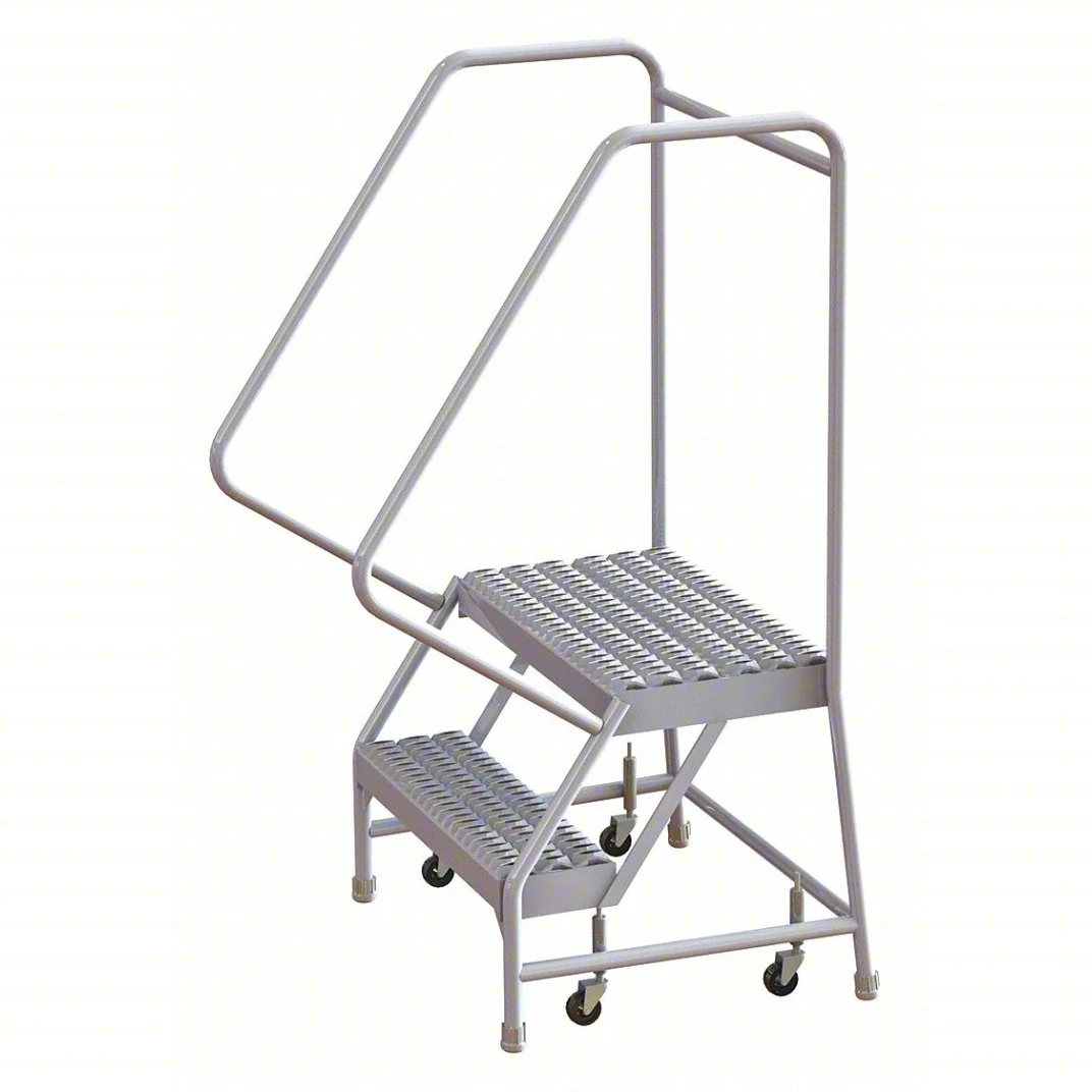 Tri-Arc Welded Aluminum Rolling Ladder, 20" platform height, 19" base, 14" top step, 16" wide steps, 350 lb capacity