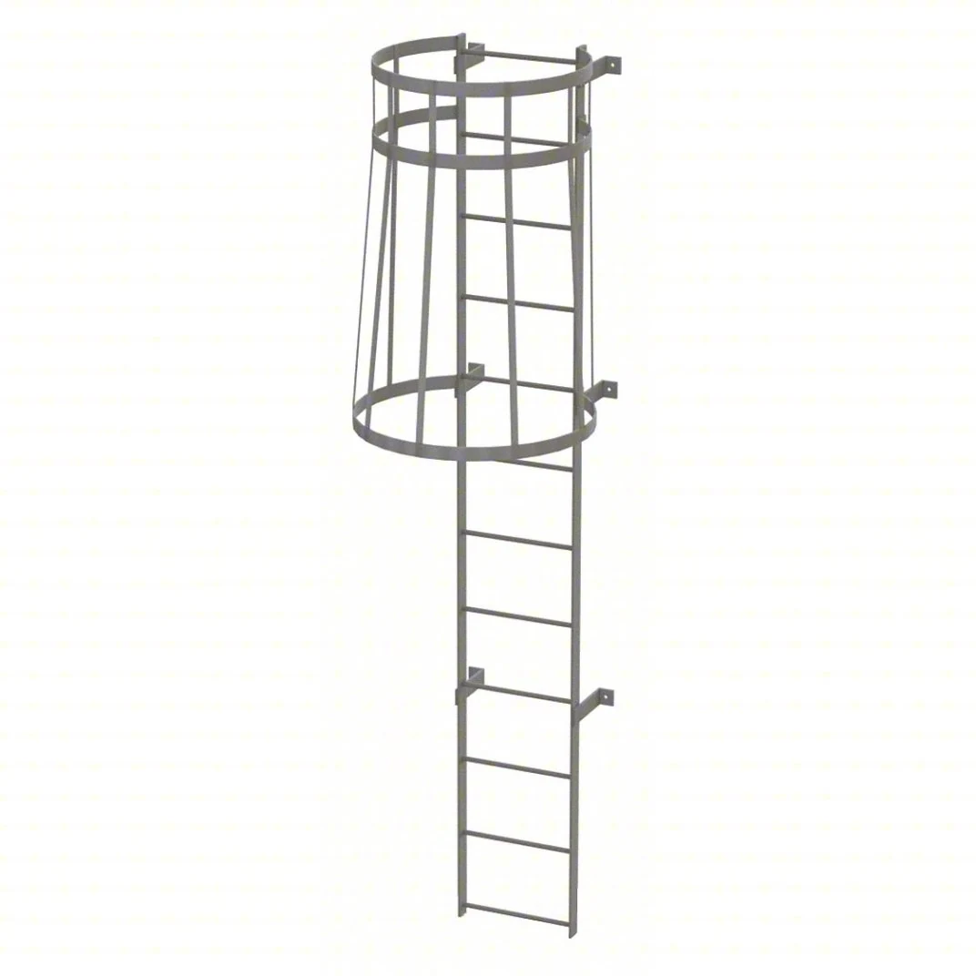 Tri-Arc 12-Step Fixed Ladder, 11 ft, with safety cage