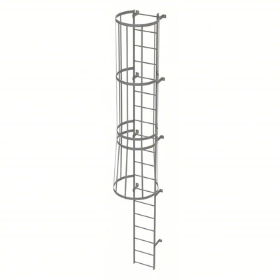 Tri-Arc 19-Step Fixed Ladder, 18 ft, with safety cage