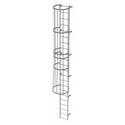 Tri-Arc 22-Step Fixed Ladder, 21 ft, with safety cage