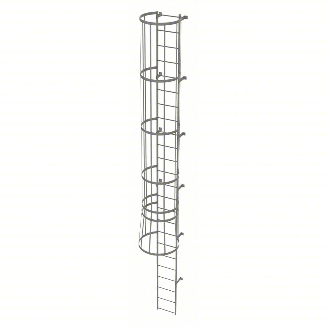 Tri-Arc 24-Step Fixed Ladder, 23 ft, with safety cage