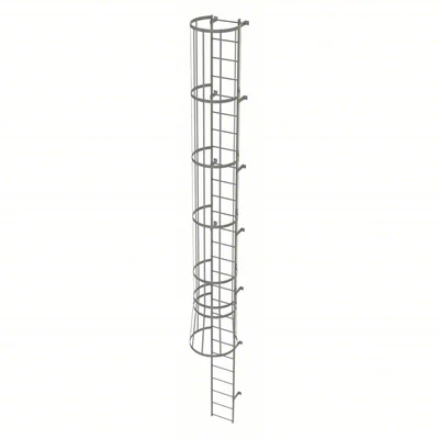 Tri-Arc 27-Step Fixed Ladder, 26 ft, with safety cage