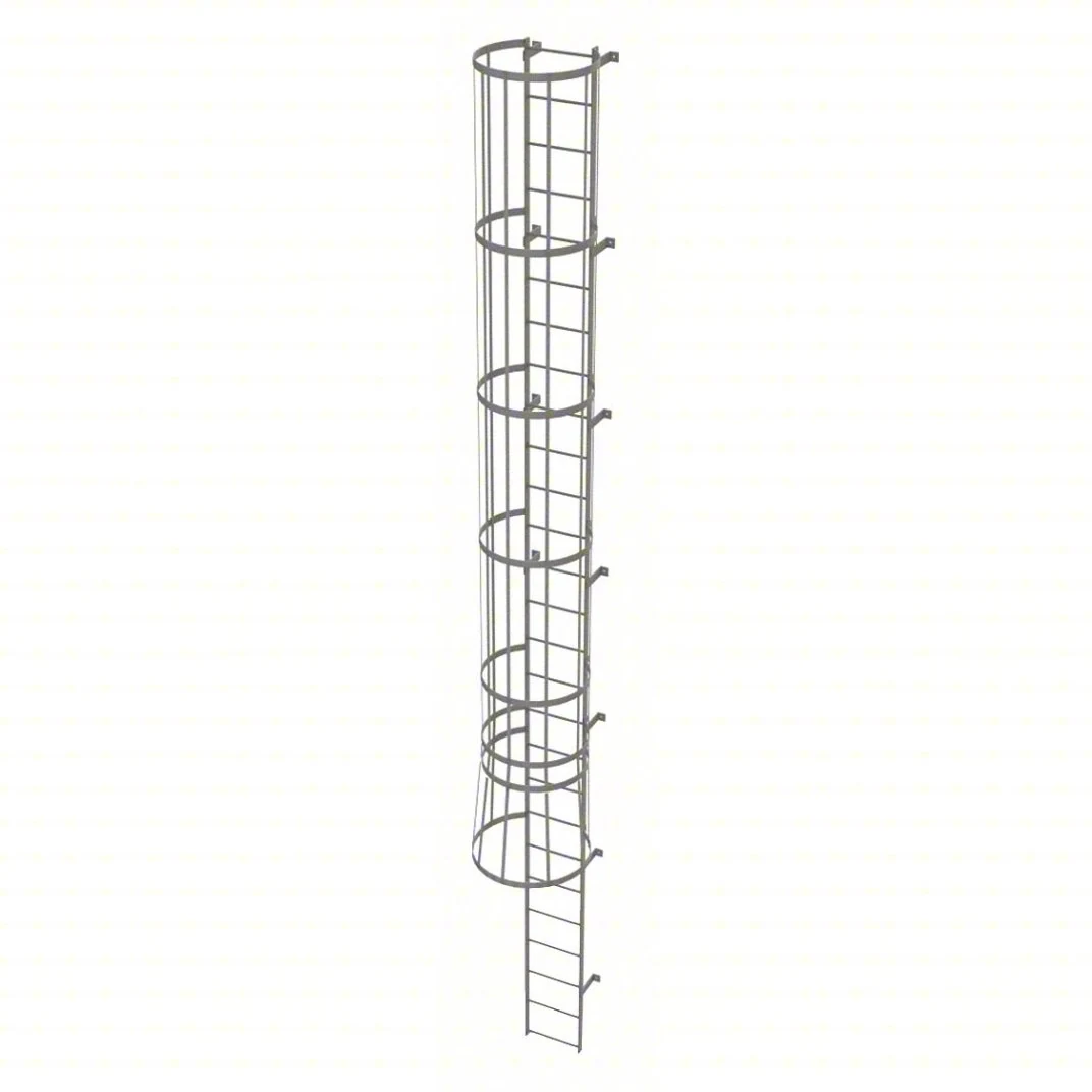 Tri-Arc 27-Step Fixed Ladder, 26 ft, with safety cage