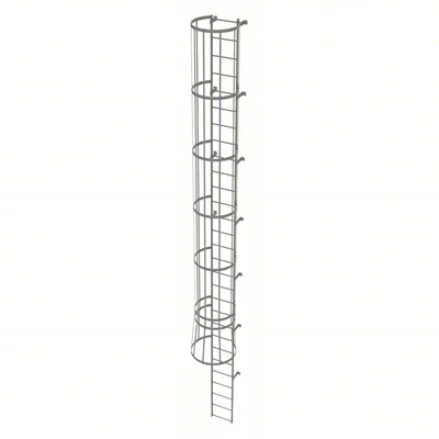 Tri-Arc 29-Step Fixed Ladder, 28 ft, with safety cage