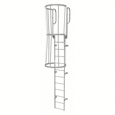 Tri-Arc 12-Step Fixed Ladder, 15 ft, with safety cage
