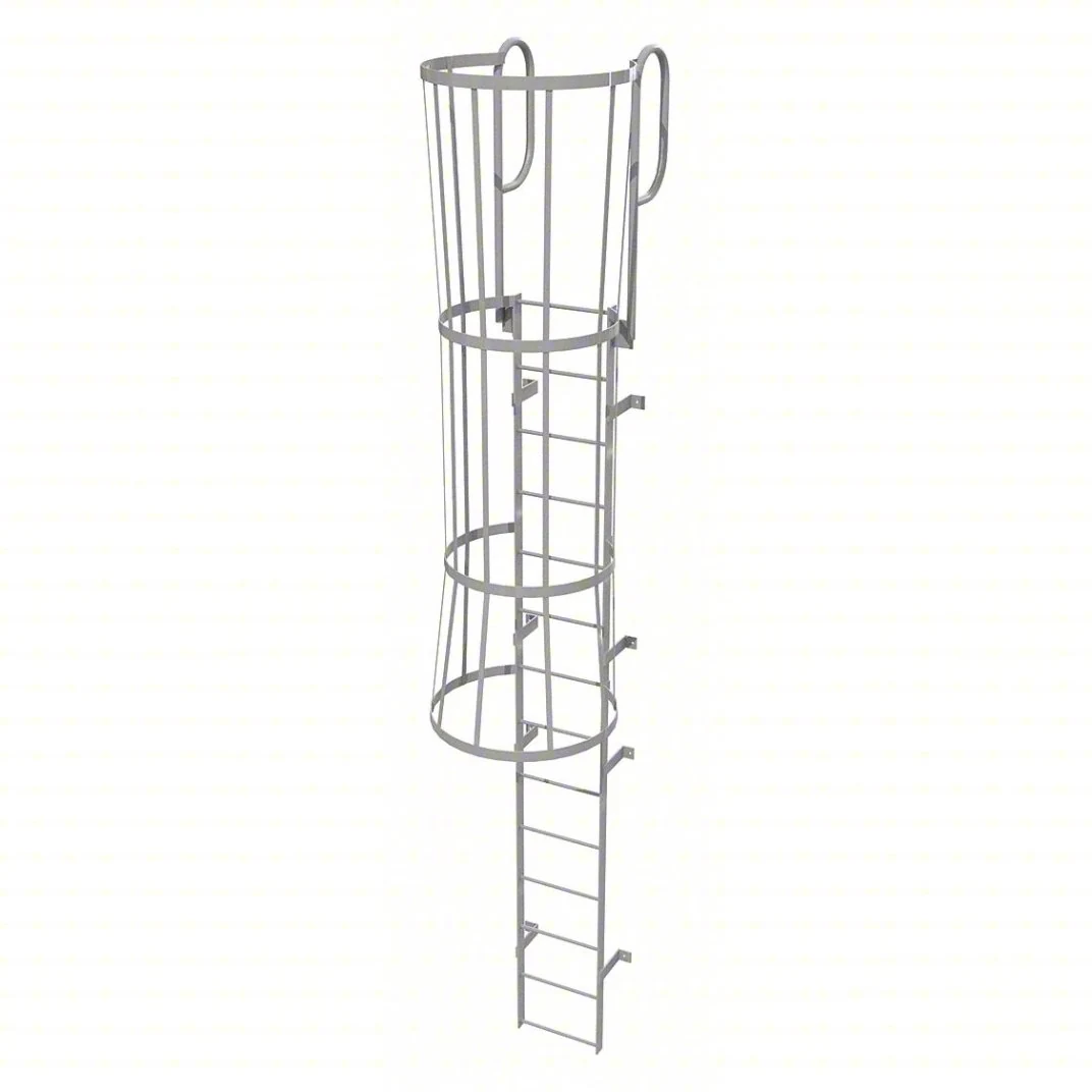 Tri-Arc 14-Step Fixed Ladder, 17 ft, with safety cage