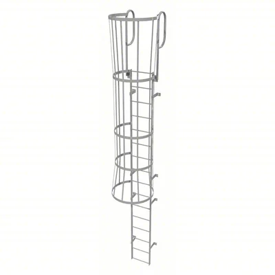 Tri-Arc 16-Step Fixed Ladder, 19 ft, with safety cage