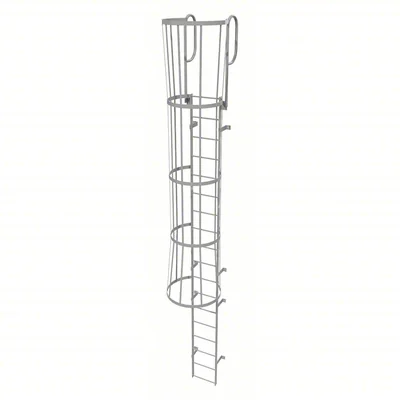 Tri-Arc 18-Step Fixed Ladder, 21 ft, with safety cage