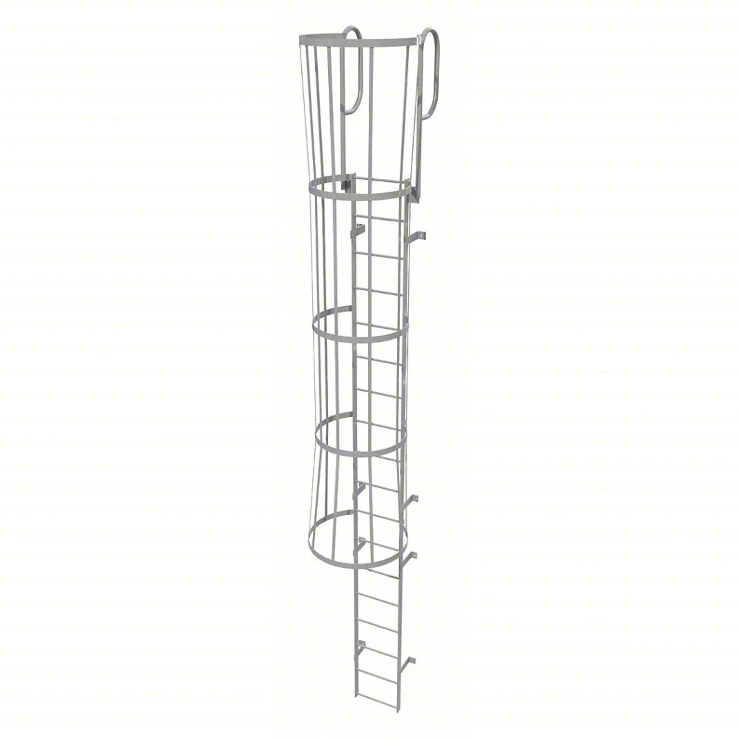 Tri-Arc 18-Step Fixed Ladder, 21 ft, with safety cage