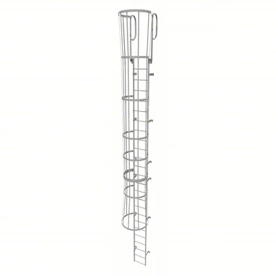 Tri-Arc 25-Step Fixed Ladder, 28 ft, with safety cage