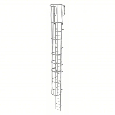 Tri-Arc 26-Step Fixed Ladder, 29 ft, with safety cage