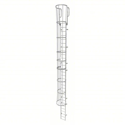 Tri-Arc 30-Step Fixed Ladder, 33 ft, with safety cage