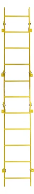 Tri-Arc 11-Step Fixed Ladder, 10 ft, 350 lb capacity, yellow