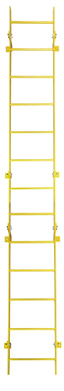 Tri-Arc 13-Step Fixed Ladder, 12 ft, 350 lb capacity, yellow