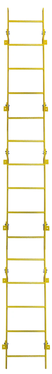 Tri-Arc 15-Step Fixed Ladder, 14 ft, 350 lb capacity, yellow
