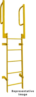 Tri-Arc 19-Step Fixed Ladder, walk-through, 350 lb capacity, yellow